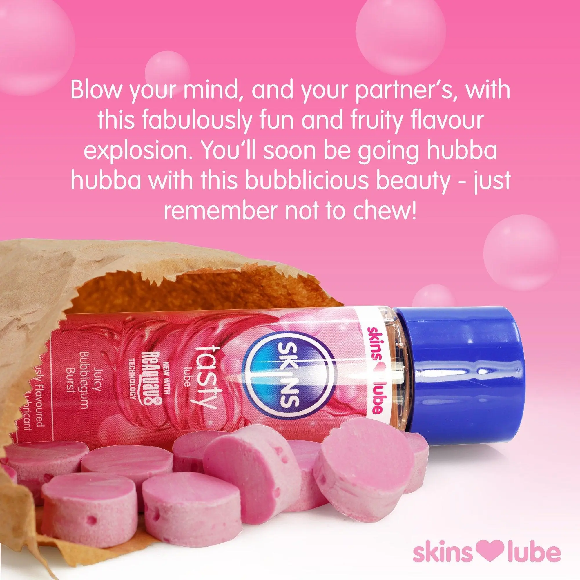 Skins Bubblegum Flavoured Water Based Lubricant - Image 6